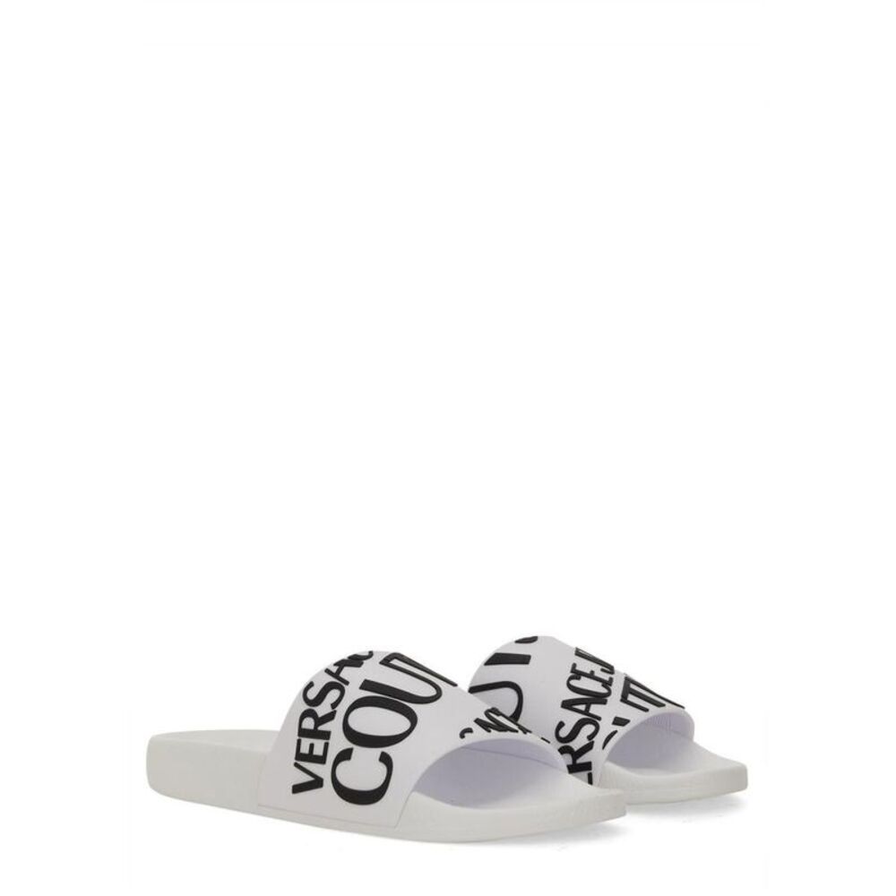 VERSACE JEANS COUTURE Logo Slides Women WHITE Sandals